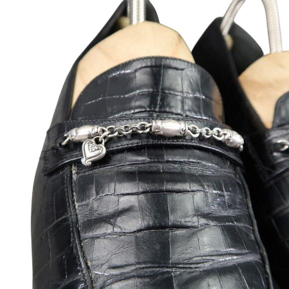 Brighton Shoes Womens 8.5 Loafers Slip On Charms Croc Embossed Leather Classic - Picture 4 of 16